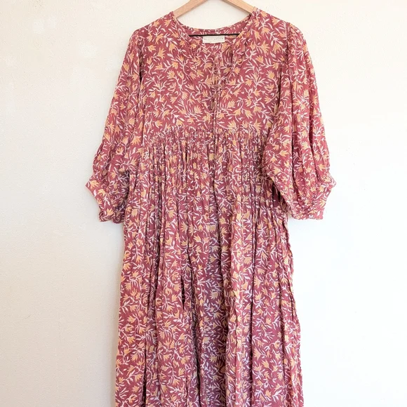 Daughters of India Kyra Cotton Midi Dress in Sumac Colorway Size Xl - Picture 3 of 3